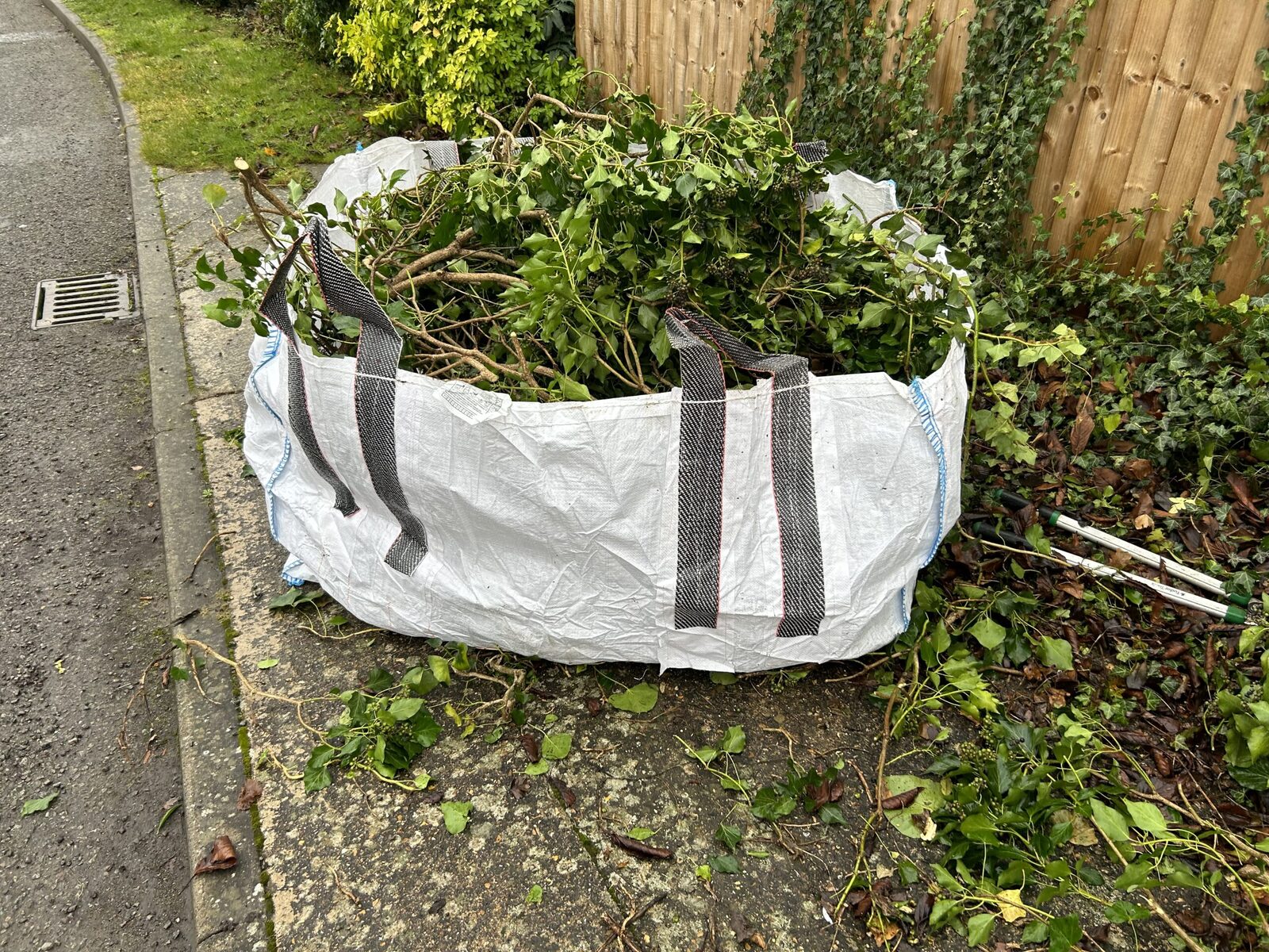 Garden waste bags ready for removal